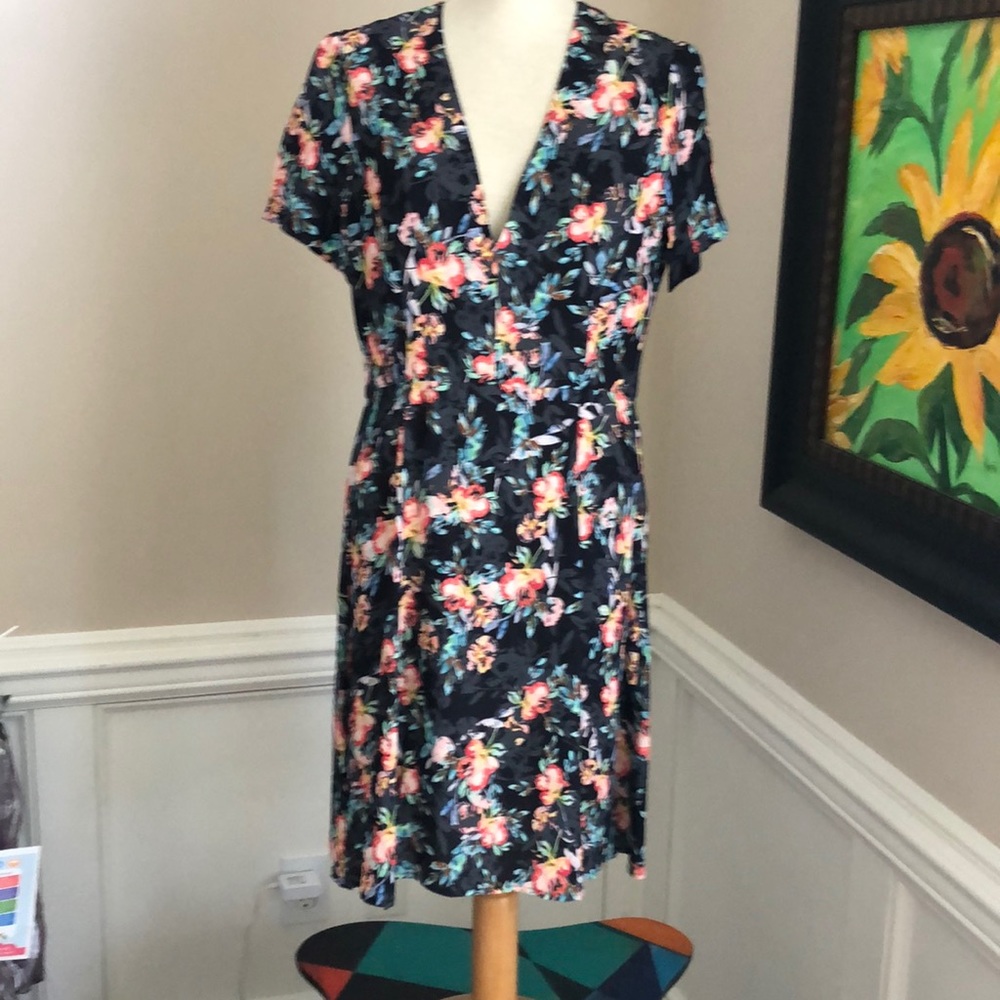 French connection floral dress black size 8